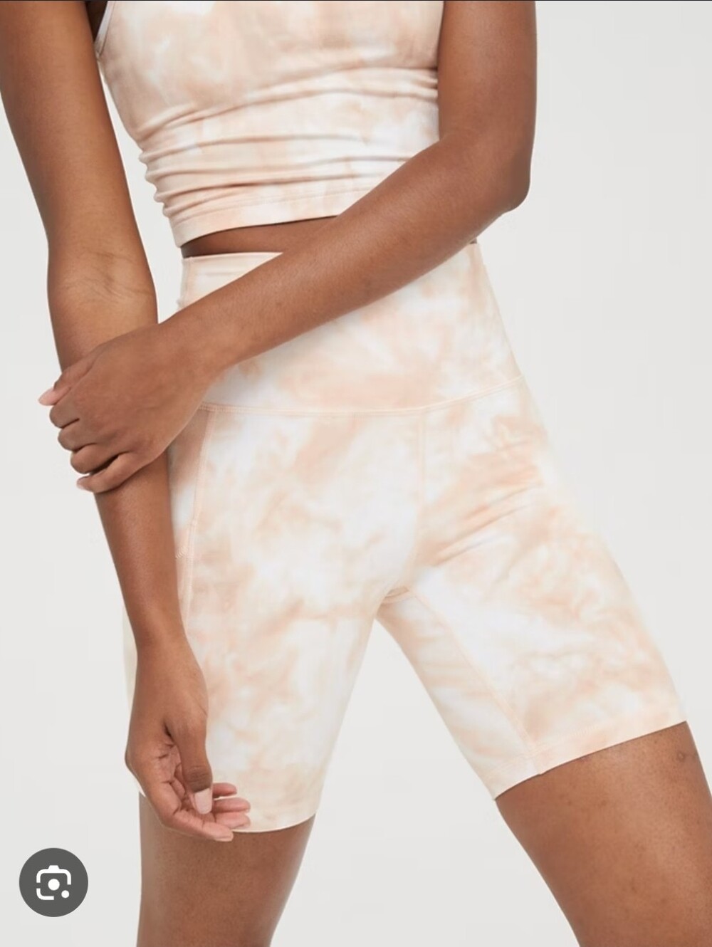 Aerie OFFLINE The Hugger High Waisted Bike Shorts Peach Tie Dye Size Small